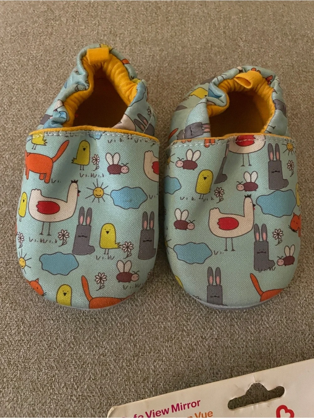 Kids Slip-On Soft Sole Shoes in Light Blue with Animal Print